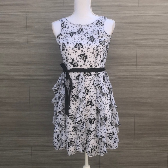 Speechless Other - Butterfly print Ruffled dress with belt